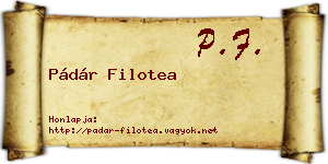 Pádár Filotea névjegykártya